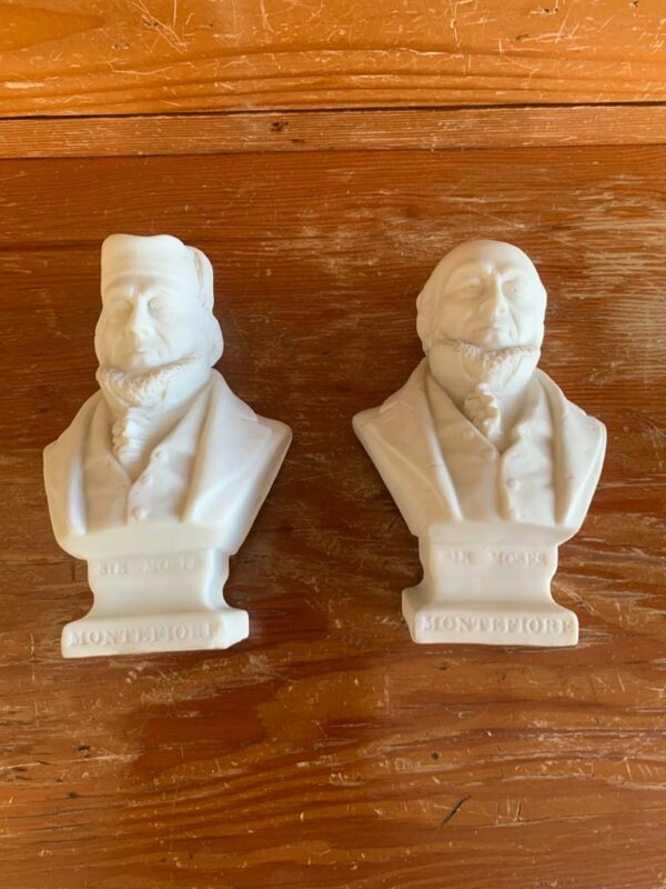 sir moses montefiore, pair, miniature, parian, busts, cap, c.1880